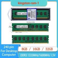 Kingston 8GB/16GB/32GB Ram DDR3 1333 1600 1866 MHz DIMM Non-ECC Desktop 240-pin