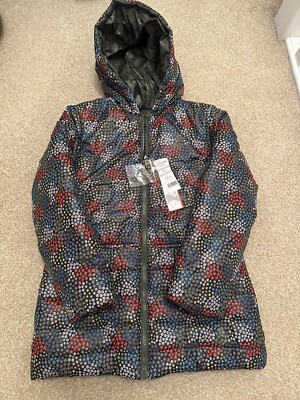 Boboli Mädchen Kapuze Wendejacke Mantel grün & Blumenmuster Alter 8 Jahre uvp £60