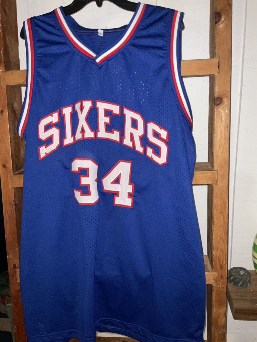 vintage charles barkley philadelphia 76ers 80s blue jersey sewn