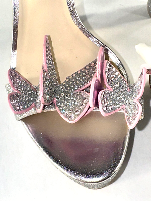 Sophia Webster Silver & Pink Glitter Butterfly Riva Platform