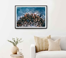 Sea Waves Breaking Coastal Stones Poster Premium Quality Choose your Size