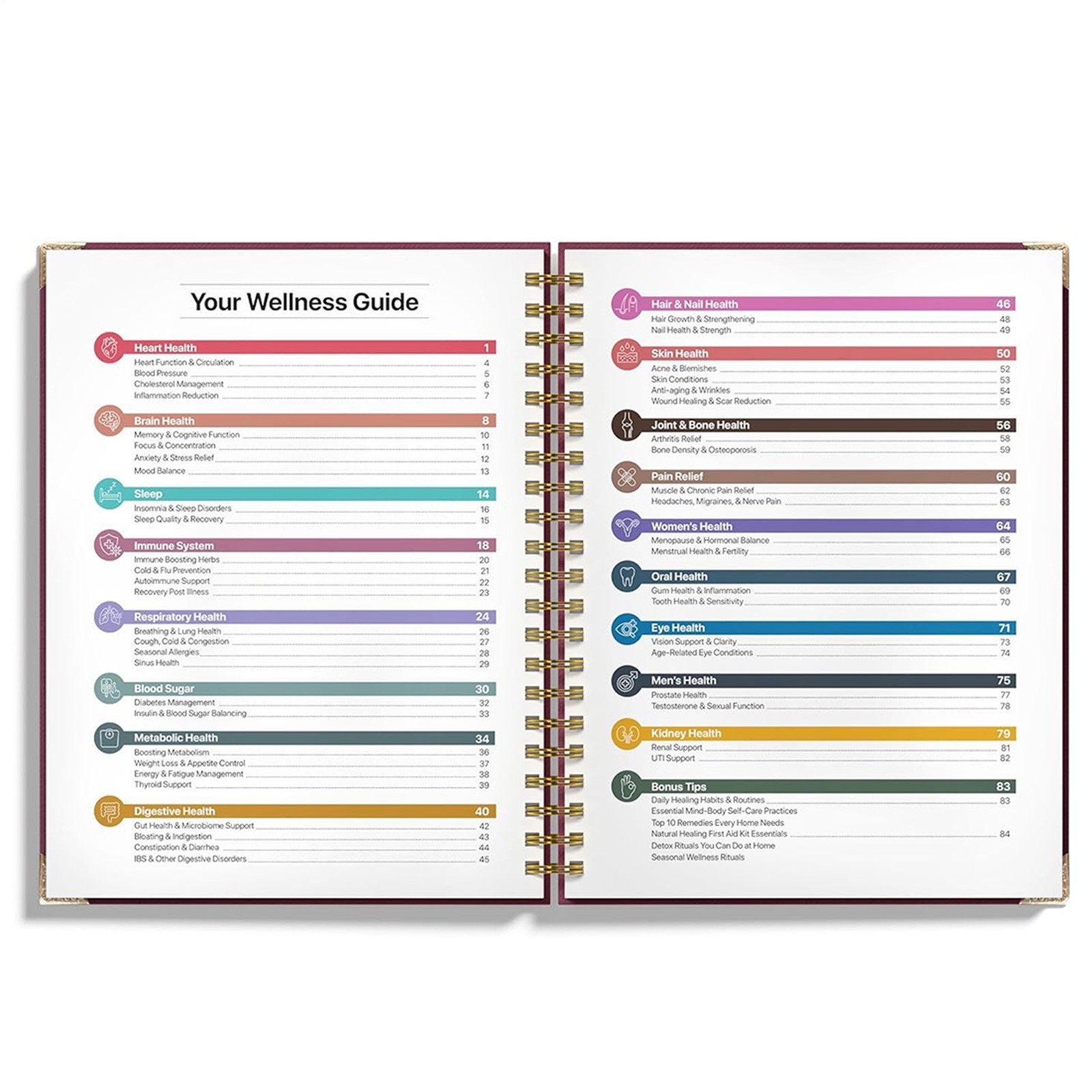 The Natural Healing Handbook, Spiral-Bound Guide for Herbal Remedies and Natural