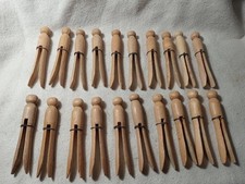 20 Vintage Wooden Clothes Pins Round 873 