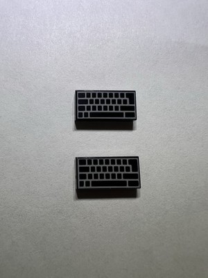 Lego Lot Of 2 1x2 Black Printed Keyboard Computer Keys New Print Tile