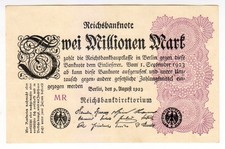 1923 Germany 2 Million Mark MR Reichsbanknote Paper Money Banknotes1
