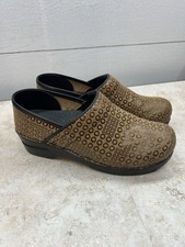 Sanita The Original Danish Clog Brown Suede Leather Circle Shoes Womens 38