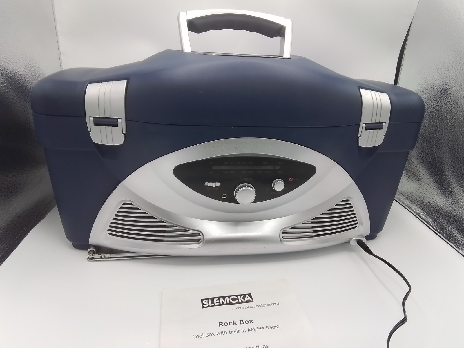 Cool Box With Radio, Rock Box, Blue With Power Cable For Radio