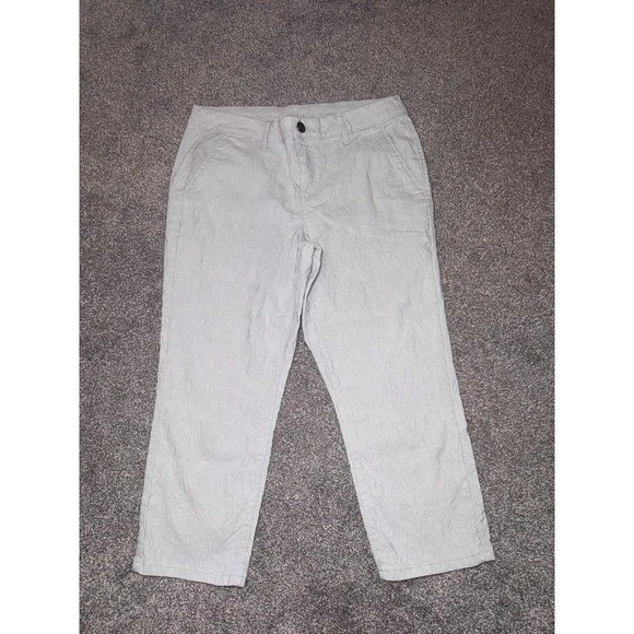 Vera Wang Women's Carrot Eggshell Floral Patterned Capri Pants - Size 12