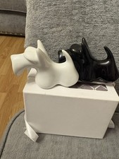 Vintage Pair Of Salt & Pepper Shakers-Scottie Dogs/Schnauzer - Black/White. VGC
