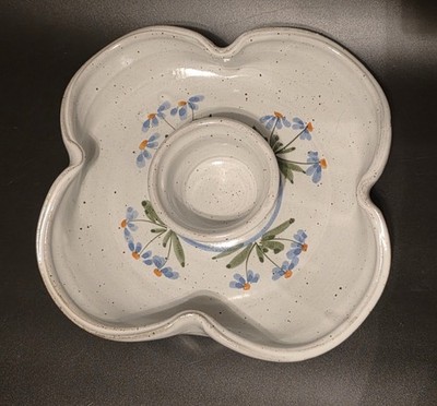 (403) Handpainted Stoneware 1 Piece Dip/ Veggie Platter by Earthworks West Cali 