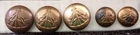 5 X WW2 RECONNAISSANCE CORP OFFICERS BUTTONS. 19-26MM, BRASS/GILDING. GENUINE