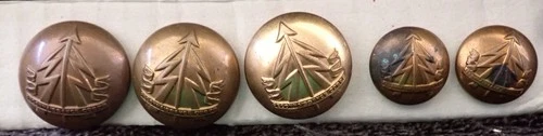 5 X WW2 RECONNAISSANCE CORP OFFICERS BUTTONS. 19-26MM, BRASS/GILDING. GENUINE