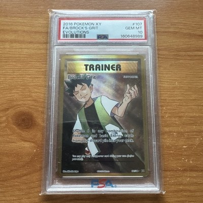 Brock's Grit - Full Art - 107/108 - Holo - XY Evolutions - Pokemon - PSA 10