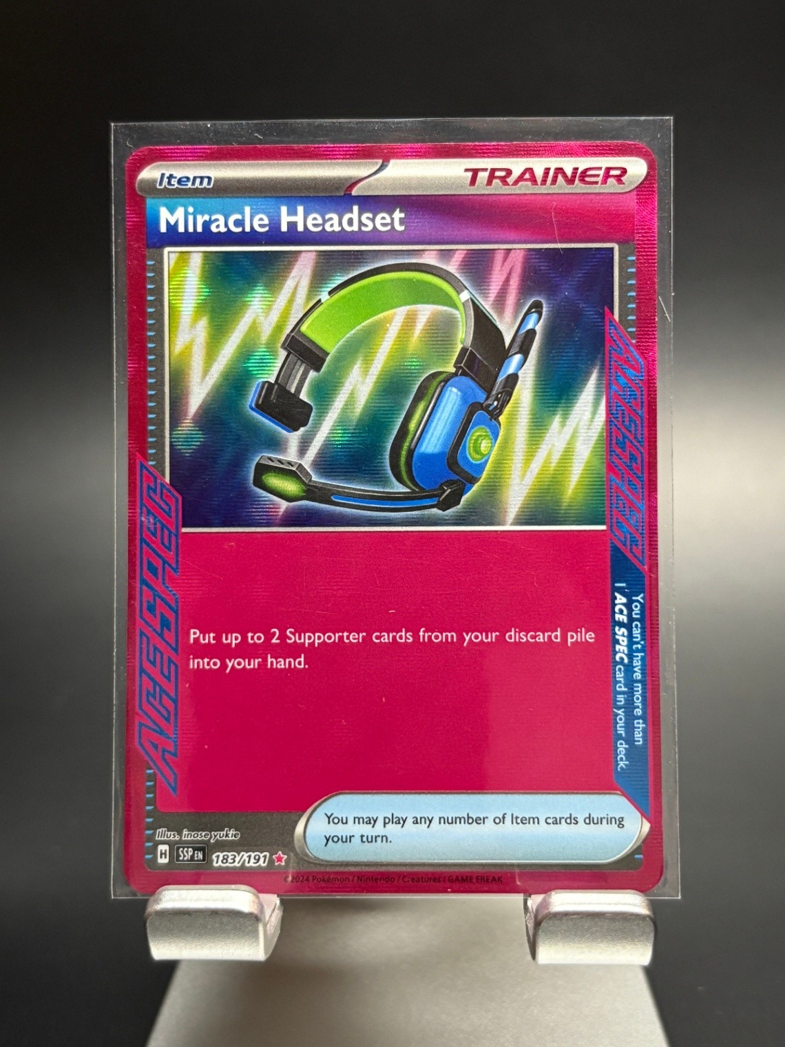Miracle Headset 183/191 Holo SV08: Surging Sparks NM Pokemon ACE SPEC