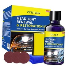 Car Headlight Restoration Kit with Ceramic Coating, Defogger Fluid, Cleaner 
