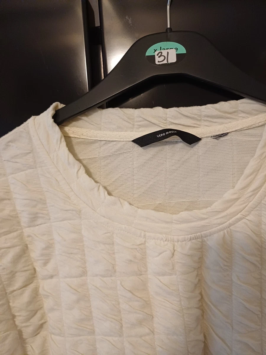 Ladies ivory quilted top blouse jumper size 24/26 vgc