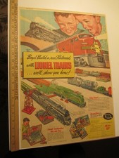newspaper ad 1949 LIONEL toy train playset construction kit Santa Fe FULL