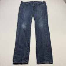 7 For All Mankind Jeans Womens 32 Blue Roxanne Slim Straight Denim Stretch