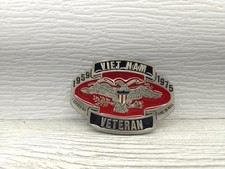 Vietnam Veteran Belt Buckle Eagle Red Enamel 1959  1975 Military Commemorative