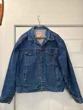 Vintage Made In USA Saddle King Western Blue Denim Trucker Jacket sz 42