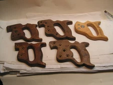 5 Vintage Hand Saw Wooden 5 & 3 Hole Handles NO HARDWARE Disston-Superior, Etc