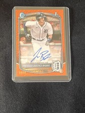 2025 Bowman Chrome Prospects Justice Bigbie #CPA-JB ORANGE SHIMMER /25
