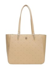 Tommy Hilfiger Store Logo Black Polyurethane Tote Bag