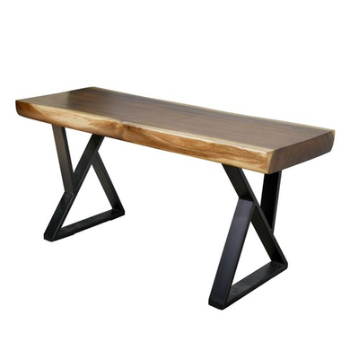 #ad Rustic Suar Bench Table Natural Edge Solid Wood Seat Entryway Hallway Seating $161.49