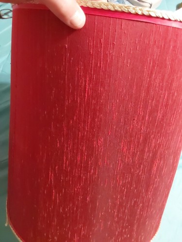 Vtg MCM Large Textured Fabric Drum Lamp Shade 15.25" Tall 14" Diameter - Picture 7 of 10