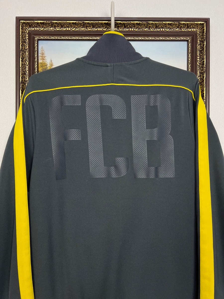 NIKE×FCB古着10sトラックジャケット イエローライン シャビ期U21 Nike FC BARCELONA Yellow Size Large RETRO VINTAGE FOOTBALL SOCCER