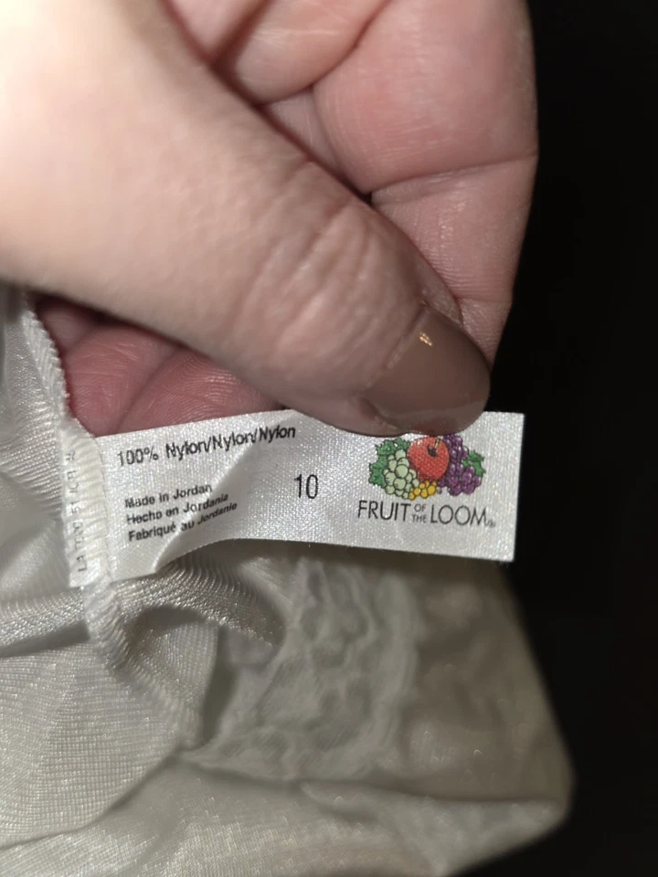 Bragas vintage de nailon de encaje transparente Fruit of the Loom talla 10/2X blancas nuevas sin etiquetas  Foto 3 de 4