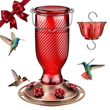 Kingsyard Mangeoires pour colibris en verre pour l'extérieur, 24 oz rouge 