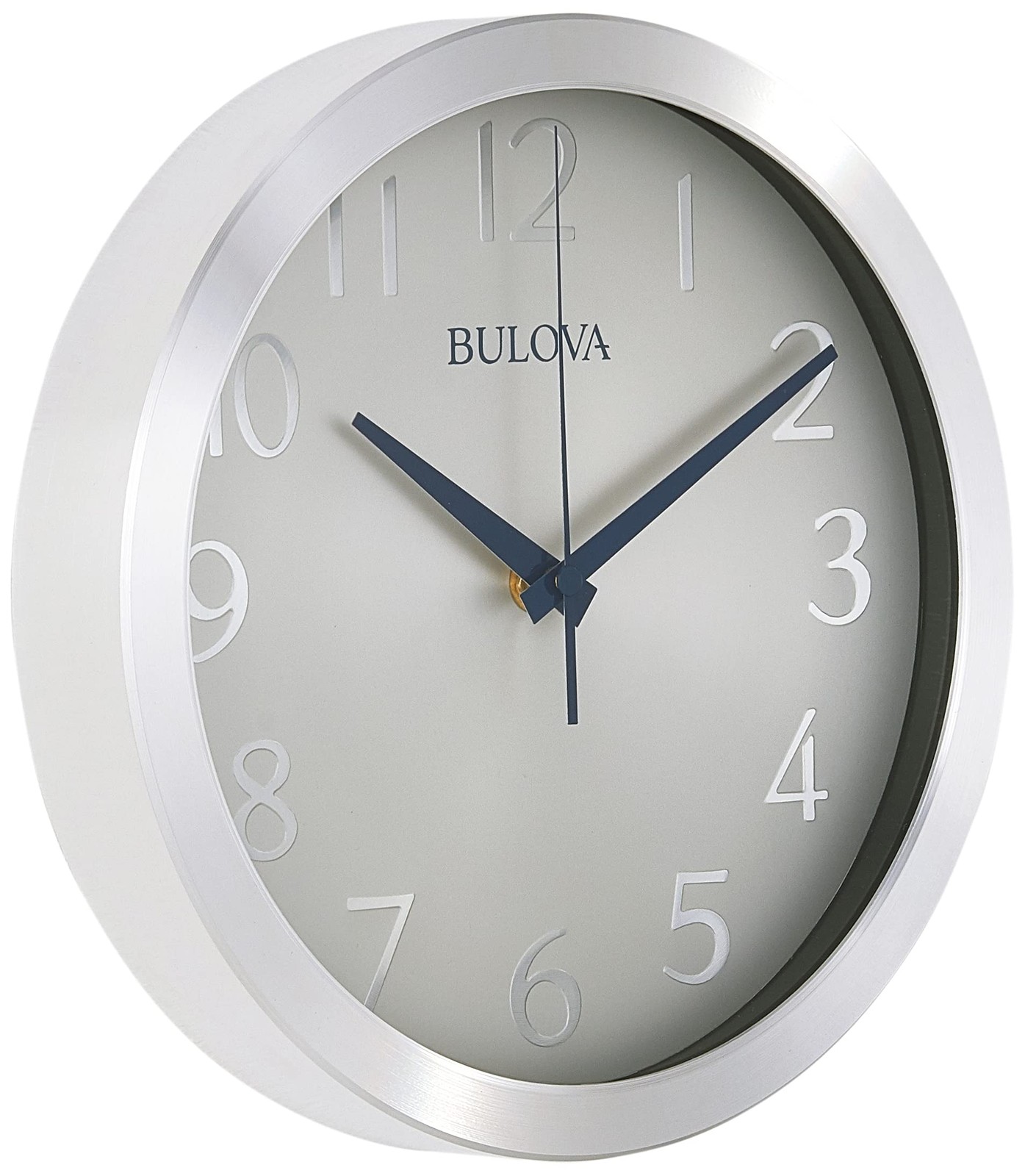 Bulova Winston Wall Clock C4844 | 10" Diameter | Metal Pack of 1, Silver