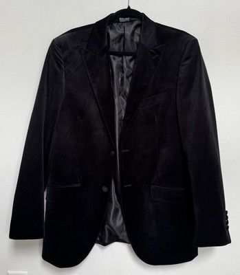 Mazari Men's Black Velvet Sport Coat Blazer Jacket 42'' Stretch Armhole Classic