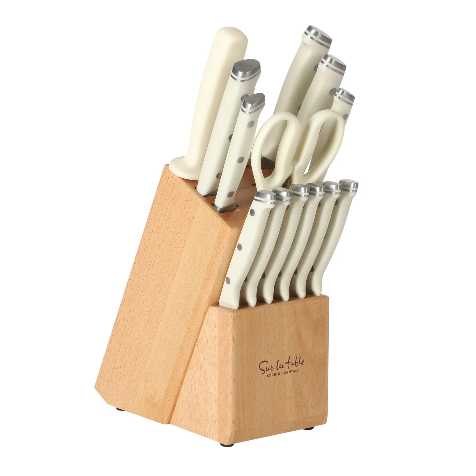 Kitchen Essentials Set with Block, 14-Piece Forged German Steel Kitchen , Bee...