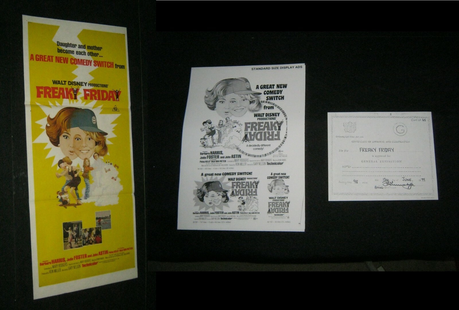 Orig WALT DISNEY FREAKY FRIDAY Near Mint Australian Daybill, Press JODIE FOSTER