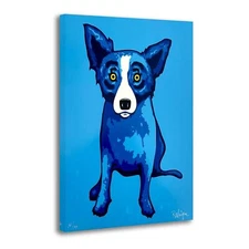 George Rodrigue Blue Dog Blue Skies Shinning on Me Home Decor art Canvas Print