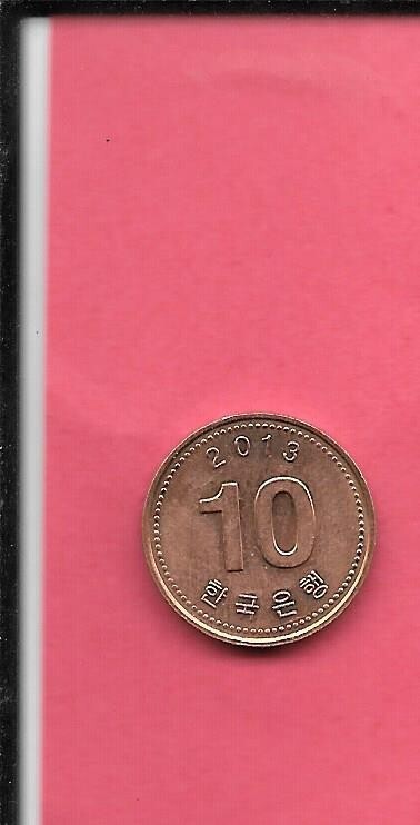 SOUTH KOREA KOREAN KM103 2013 UNCIRCULATED-UNC MINT-BU NEW RECENT 10 WON COIN