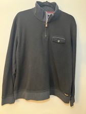 Ted Baker London Mens Size 6 Black 1/4 Zip Long Sleeve Pullover Cotton Blend