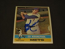 1969 NEW YORK METS WORLD SERIES CHAMPION ED KRANEPOOL AUTO  BASEBALL CARD COA 