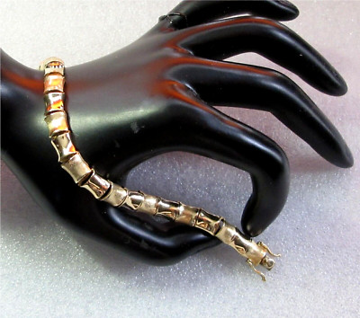 14K GOLD KNOCHENARTIGES GLIEDERARMBAND ITALIEN ART DECO STIL 20 gr. 7,25''