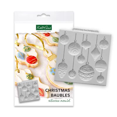 Katy Sue 11 Hanging Christmas Ball Ornaments (Baubles) Silicone Mold for Chri...