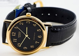 Casio Mtp 1095q 1b Leather Band Analog Watch Black Quartz Men S Smooth New Ebay