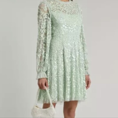 needle and thread green dress Sequin Dash Cape Ankle Gown main image 0