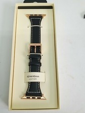 Anne Klein Soho Women's Black Leather Watch Strap - Fits Apple Watch 42/44/45mm