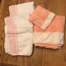Vintage Lot of 5 Hand Towels Washcloths - Cannon Peach White