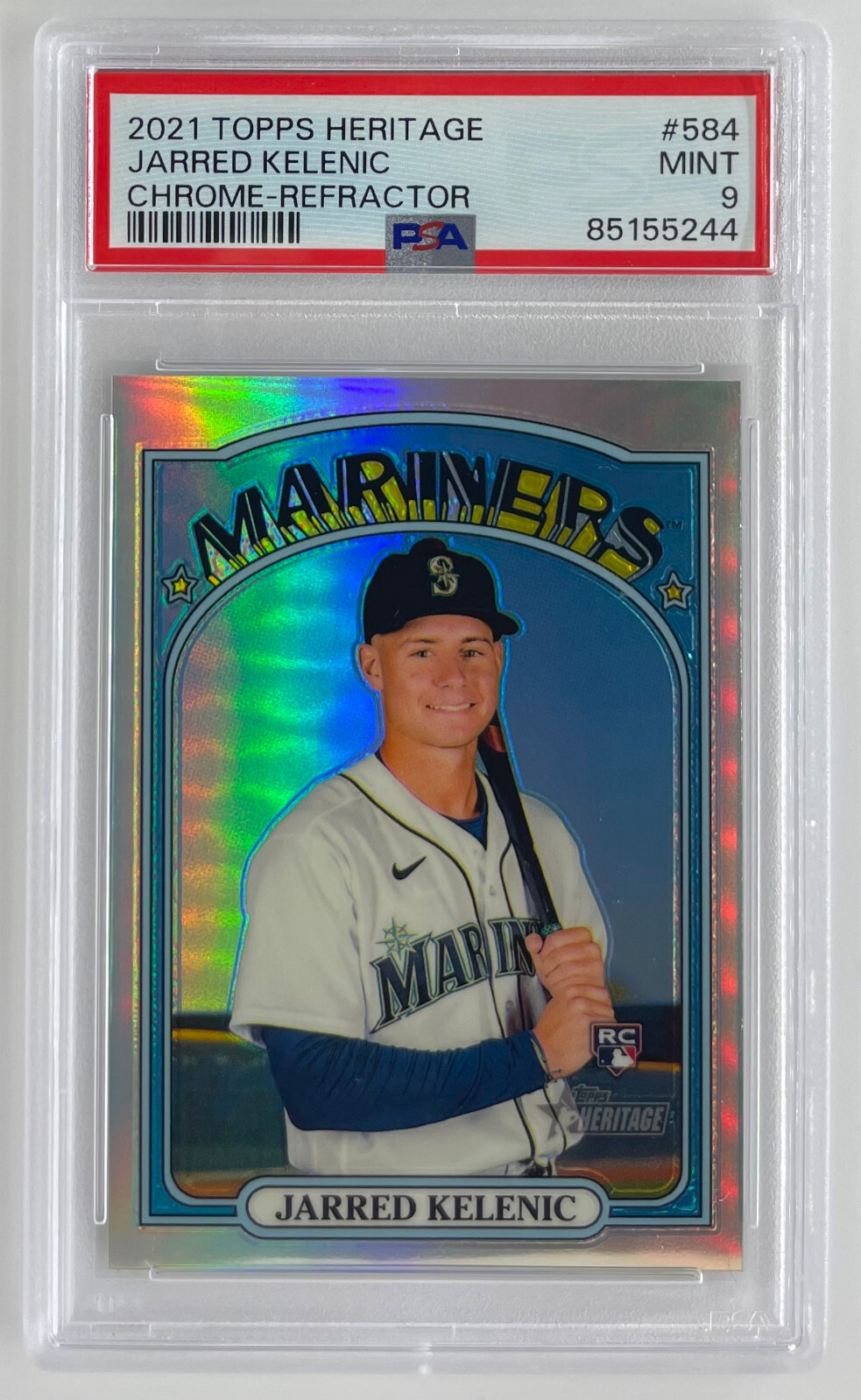 2021 Topps Heritage JARRED KELENIC RC Chrome Refractor /572 PSA 9 Mariners #584