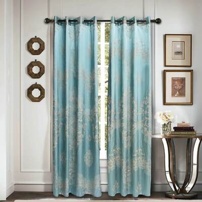 Curtains Damask Jacquard Grommet Semi-Blackout,Tall 60x100,Lille by Dolce-Mela