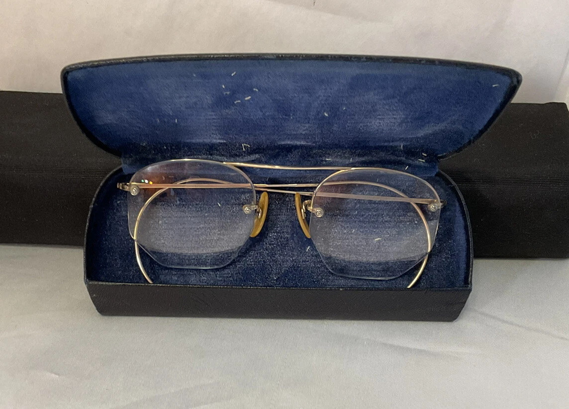 Antique 12k GP Eyeglasses Vintage Glasses NOT ROUND Includes Orig Case & Cloth
