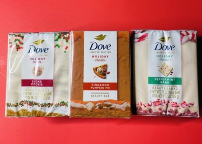 6 Dove Holiday Treats Bar Soap Sugar Cookie Peppermint Bark Cinnamon Pumpkin Pie